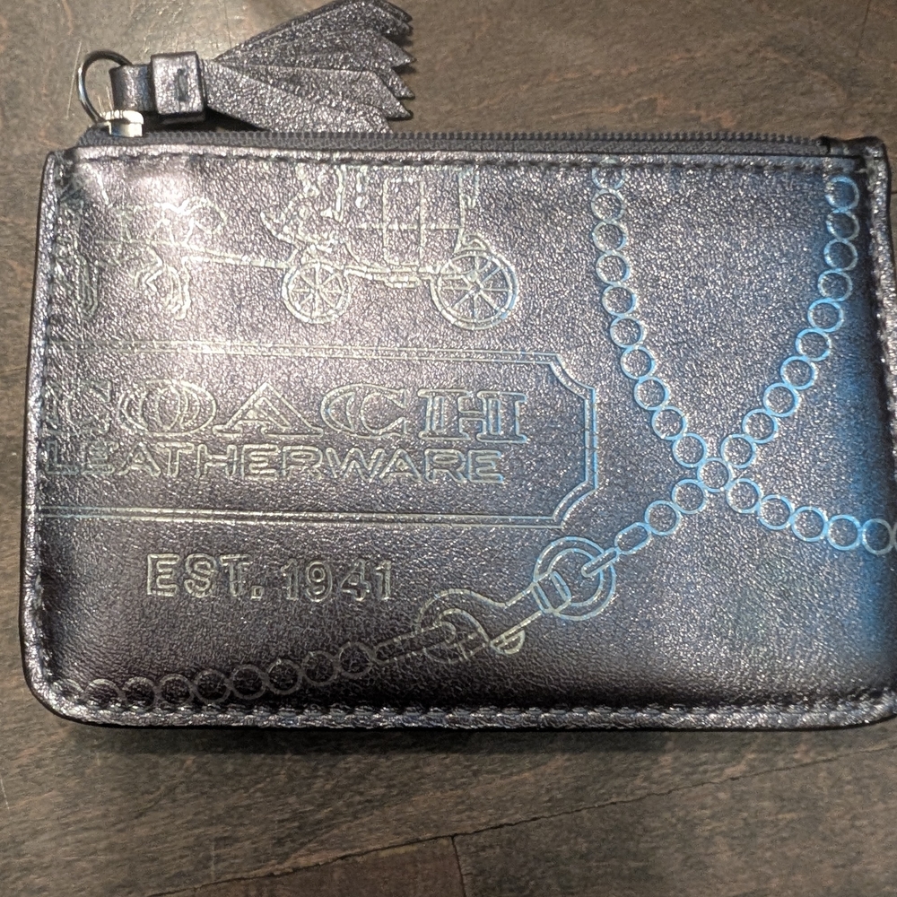 Coach Metallic Black Leather Pouch